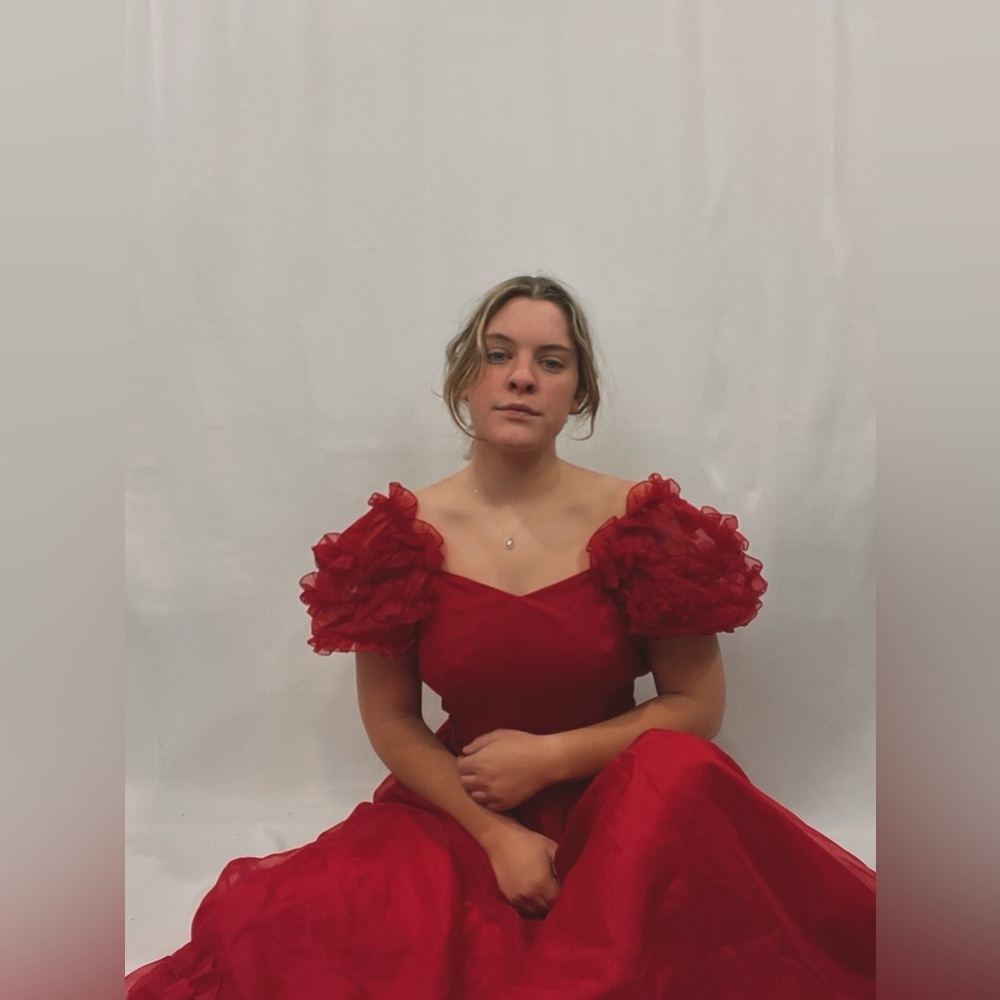 Vintage ~ Red Ruffle Sleeve Prom Dress ~ Size 5
